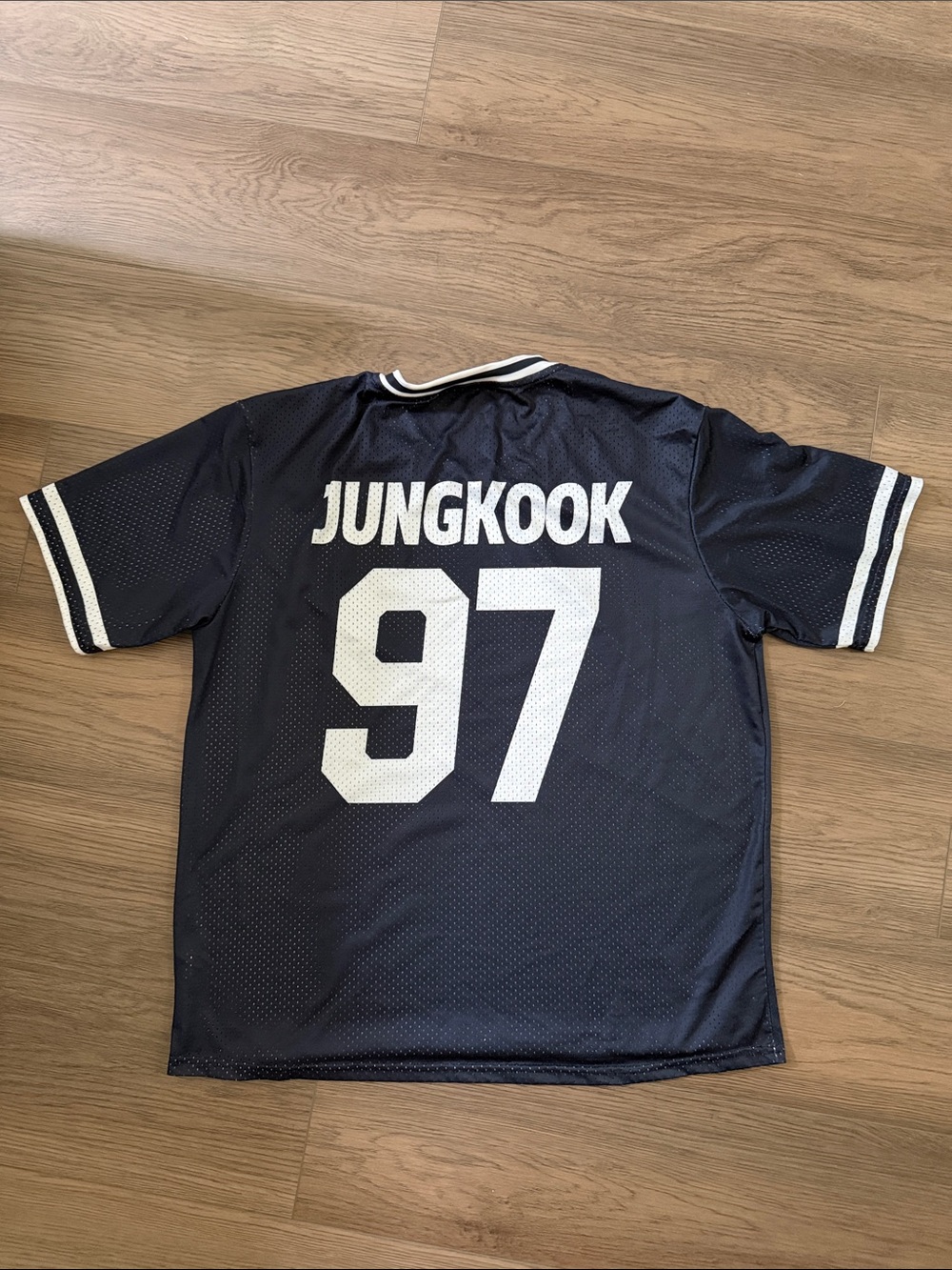 Jungkook 97 Navy Mesh Jersey Tee with White Numbering - Picture 2 of 4